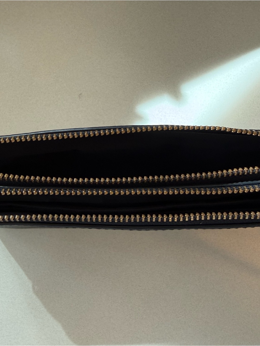 Coach Pebbled Leather Wristlet - Navy blue with Gold Accents - Picture 5 of 7